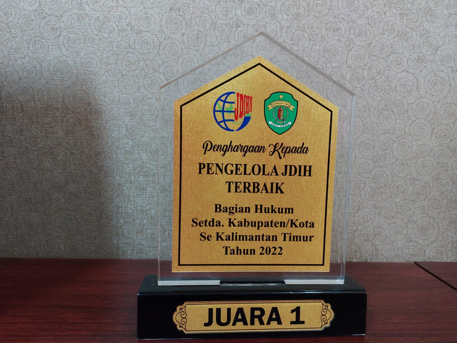 Juara 1 Pengelola JDIH Kabupaten/Kota Se Kalimantan Timur Tahun 2022